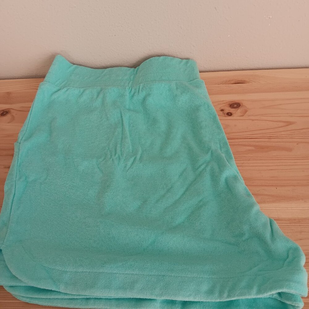 Belle Beach by Kim Gravel Poolside Terry Curved Hem Shorts , Aqua more Sizes a60 - Picture 4 of 4